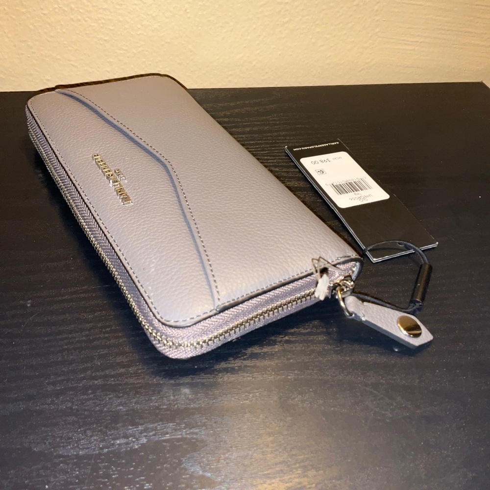 Karl Lagerfeld gray pebbled leather continental zip around wallet - Picture 5 of 11